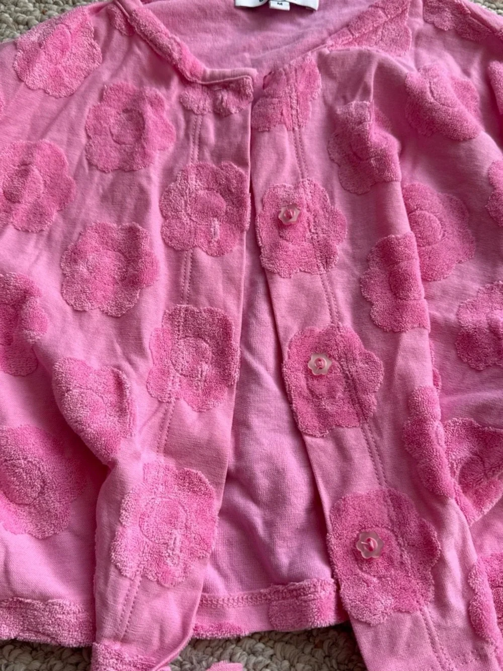 Frankie's Bikinis Pink Textured Floral Button-Front Top & Bikini Bottoms